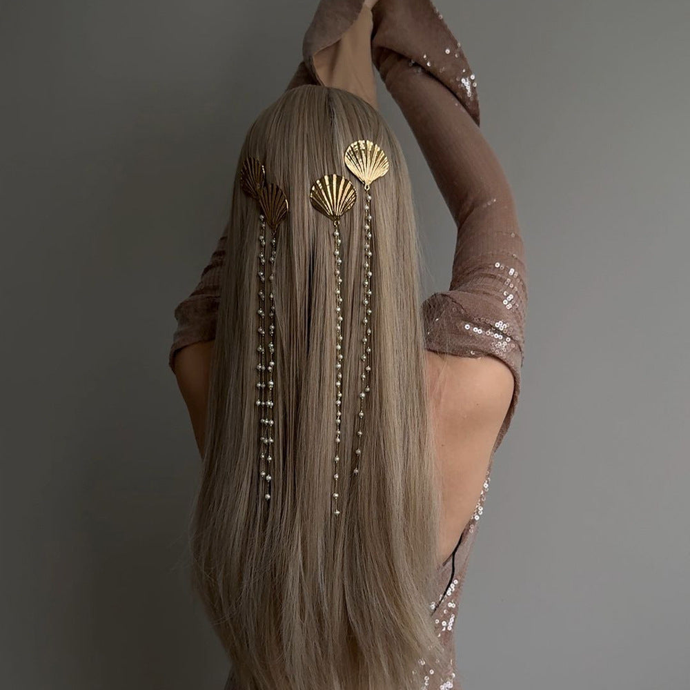 Gold Shell Crystal Hair Accessory