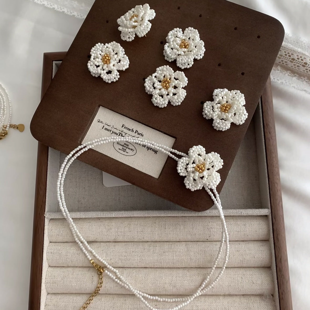 French Handmade Beaded Flower Jewelry