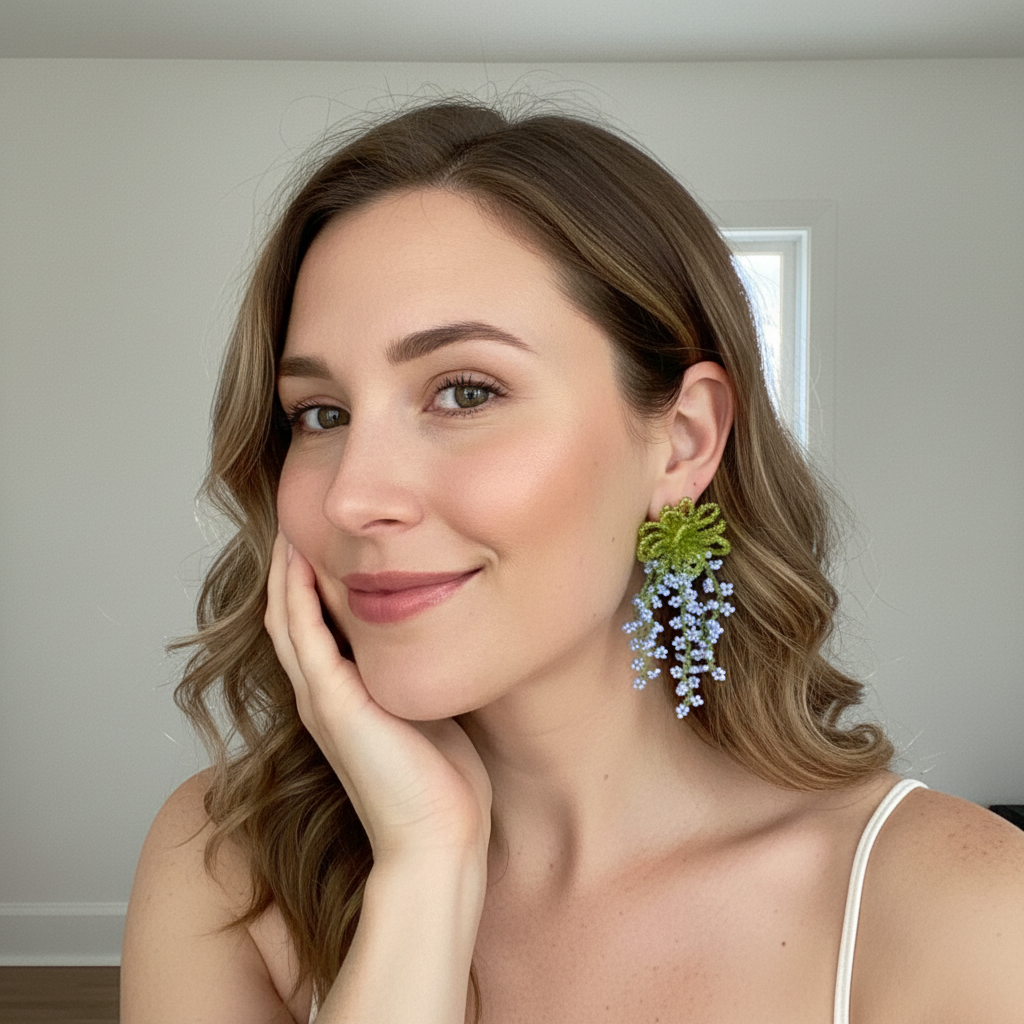 Handmade Beaded Flower Earrings