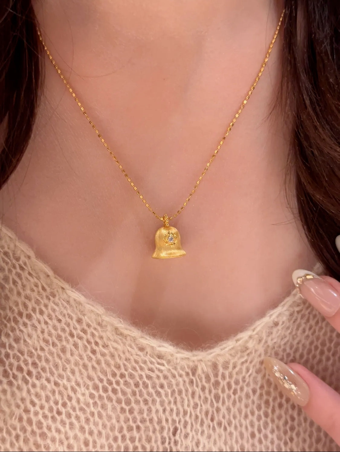 Wish Bell Pendant Necklace Lucky Charm Italian Craft  Women Jewelry