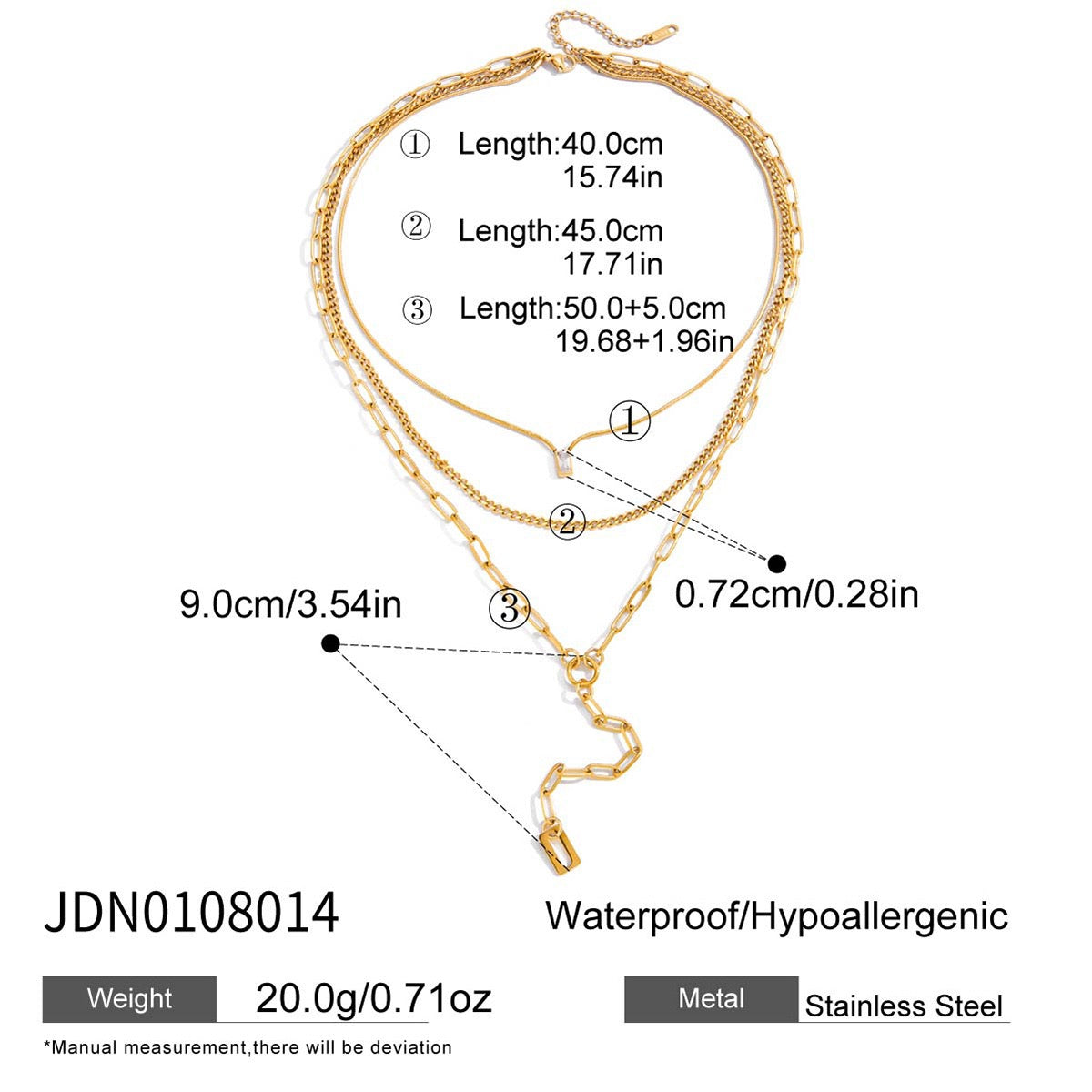 Y Lariat Necklace for Women - Dainty Layering Necklace Stainless Steel CZ Drop Pendant Delicate Minimalist Jewelry