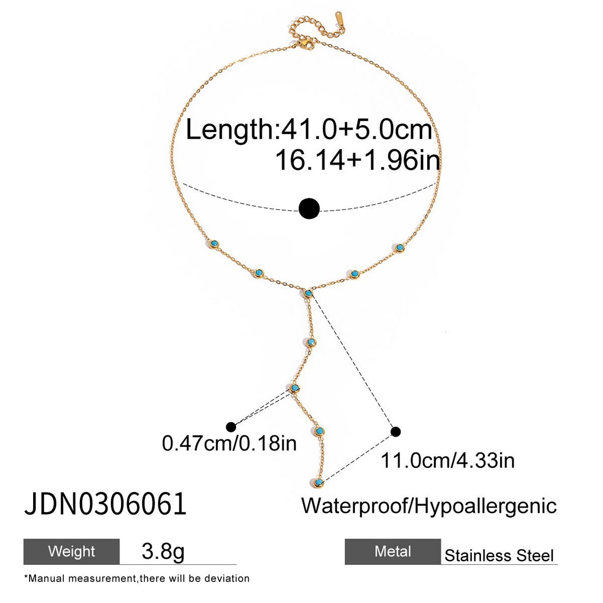 Y Lariat Necklace for Women - Dainty Layering Necklace Stainless Steel CZ Drop Pendant Delicate Minimalist Jewelry