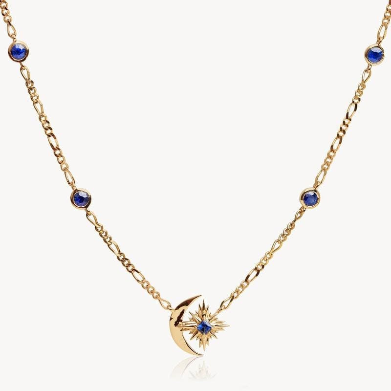 Celestial Moon and Star Necklace - 14K Gold Plated