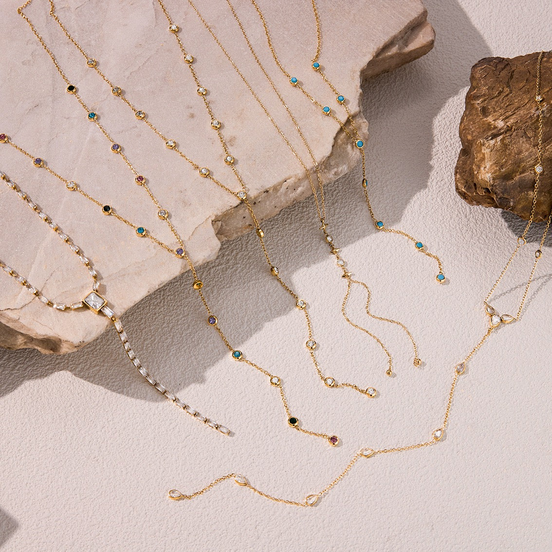 Y Lariat Necklace for Women - Dainty Layering Necklace Stainless Steel CZ Drop Pendant Delicate Minimalist Jewelry