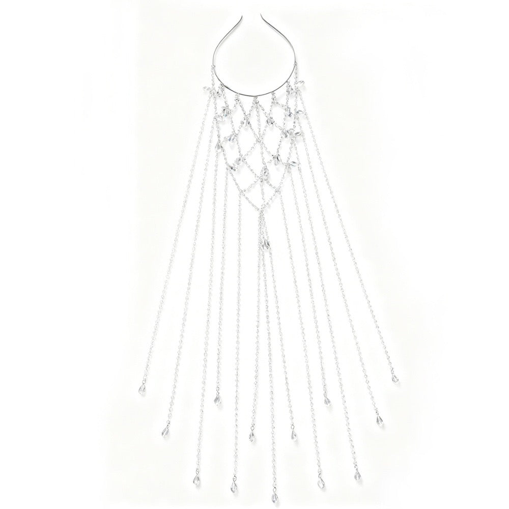 Crystal Cascading Hair Chain Headband - Wedding Party Hair Accessory Headpiece