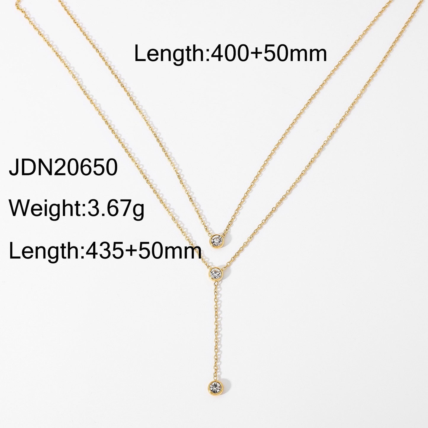 Y Lariat Necklace for Women - Dainty Layering Necklace Stainless Steel CZ Drop Pendant Delicate Minimalist Jewelry
