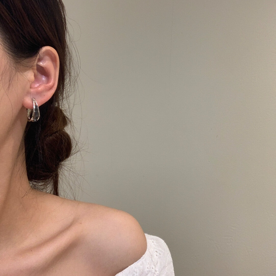 Champagne Gold Faux Pearl Hoop Earrings - 5 Wearing Methods | S925 Silver Needle