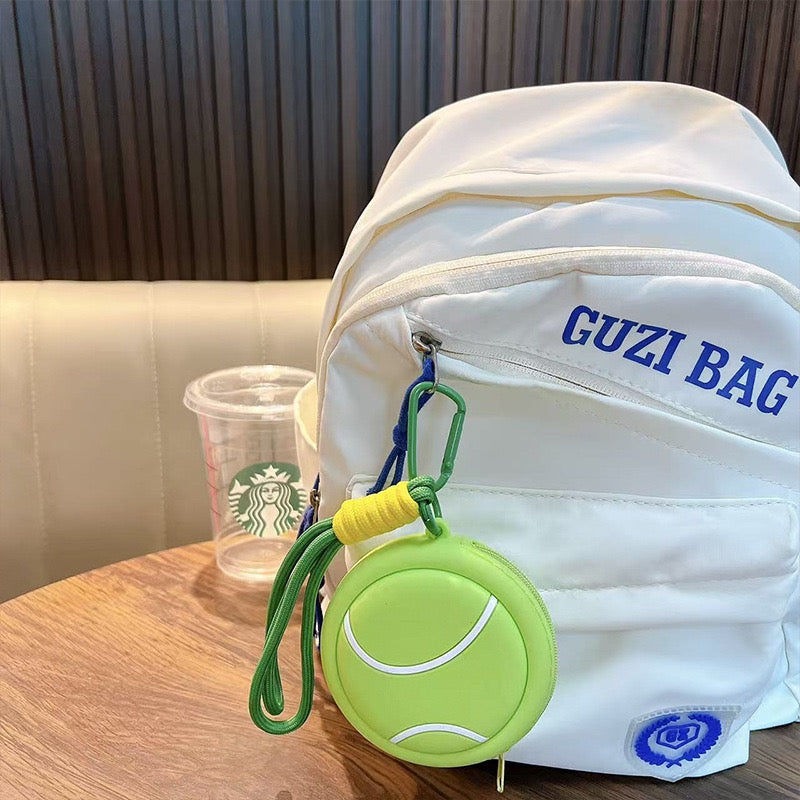 Sports Ball Silicone Coin Pouch Keychain - Basketball Baseball Tennis Soccer Charm