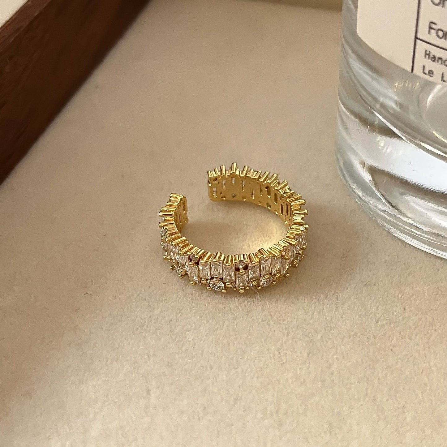 💎 Luxury Full Pave Adjustable Ring | Baguette Cut CZ Ring