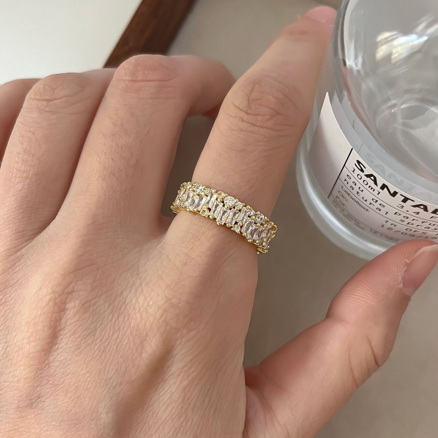 💎 Luxury Full Pave Adjustable Ring | Baguette Cut CZ Ring