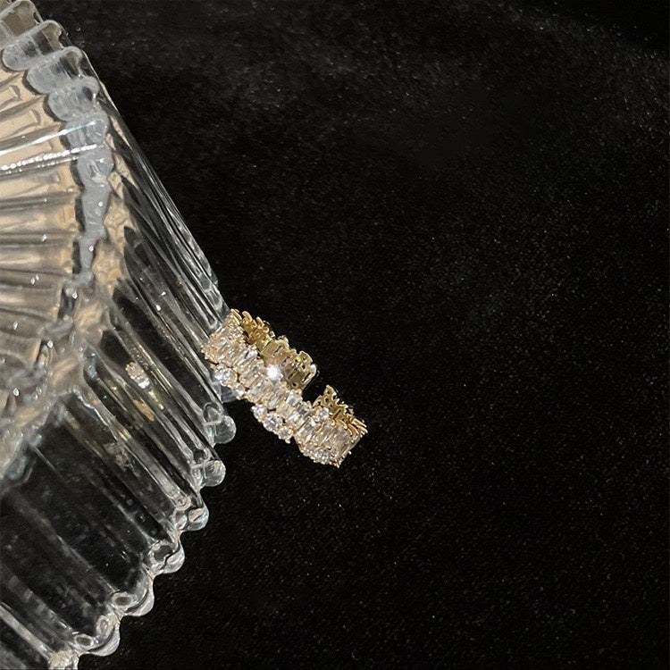 💎 Luxury Full Pave Adjustable Ring | Baguette Cut CZ Ring