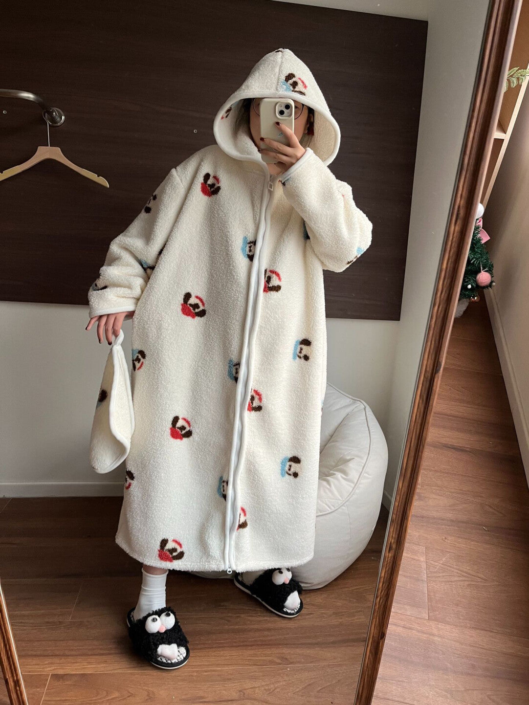 Unisex Oversized Fleece Hoodie Zip Up, Soft Coral Plush Loungewear for Winter, Warm Hooded Blanket Jacket, Cozy Homewear for Men & Women