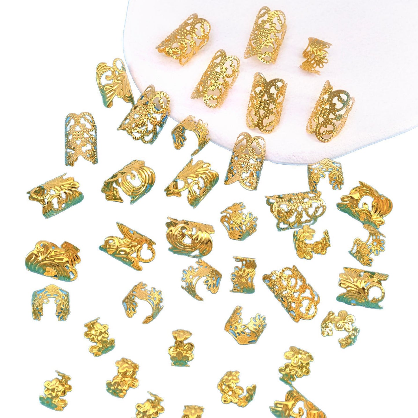 Vintage Baroque Gold Hair Accessories - 40 Pack