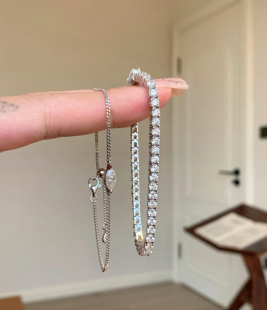 18K Gold Plated Tennis Bracelet - Sparkling Zirconia Diamond Bracelet | 2mm 3mm 4mm Width Options