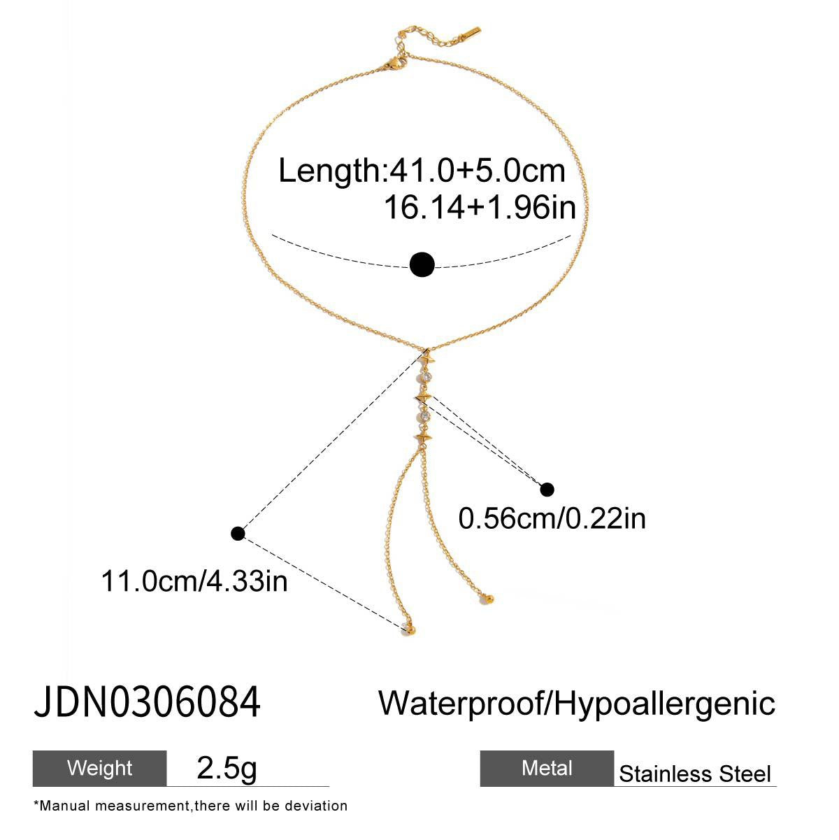 Y Lariat Necklace for Women - Dainty Layering Necklace Stainless Steel CZ Drop Pendant Delicate Minimalist Jewelry