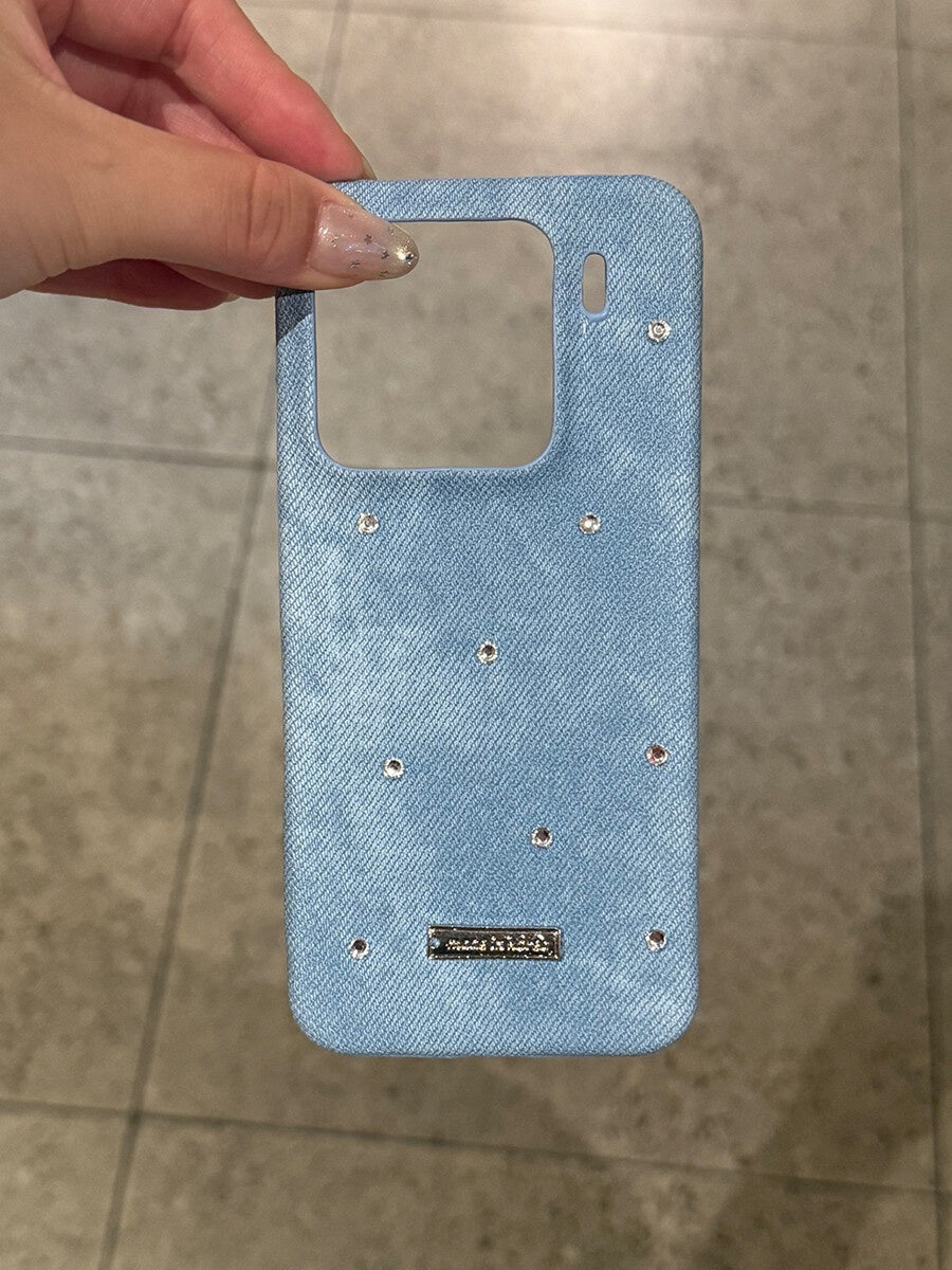 Handcrafted Original Denim Rhinestone Phone Case iPhone Samsung Galaxy Mobile Phone Cases