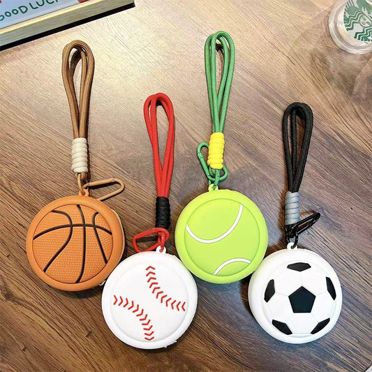 Sports Ball Silicone Coin Pouch Keychain - Basketball Baseball Tennis Soccer Charm