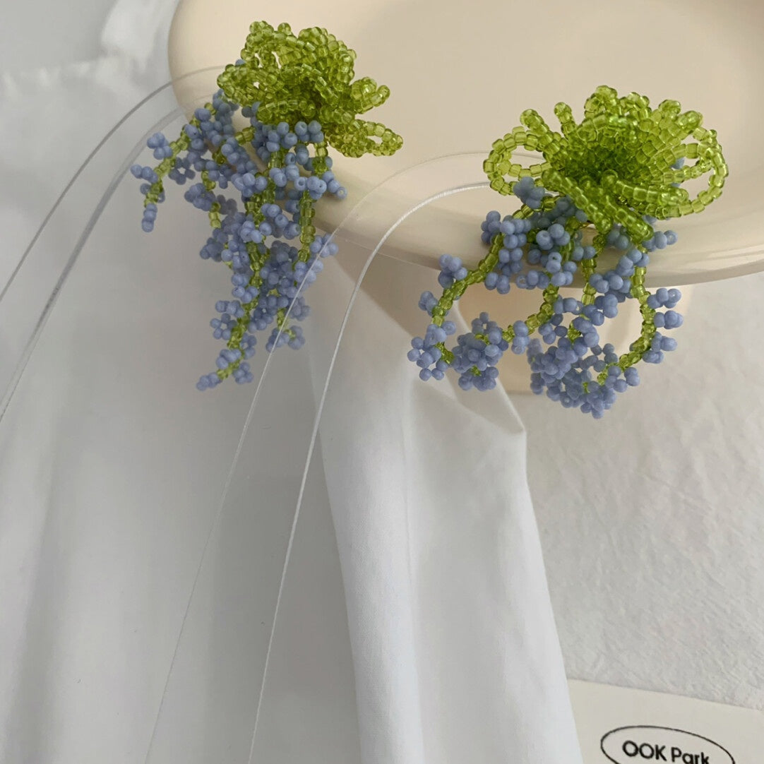 Handmade Beaded Flower Earrings