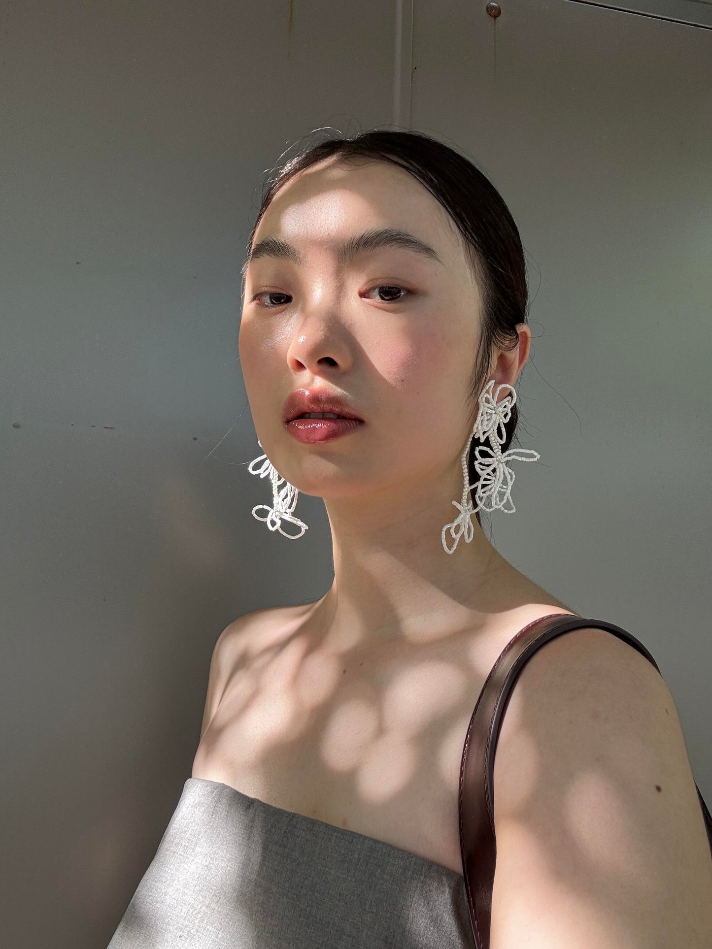 Handmade Beaded Flower Dangle Earrings for Women, White Long Drop Floral Statement Earrings, Lightweight Seed Bead Boho Jewelry for Parties, Weddings & Daily Wear