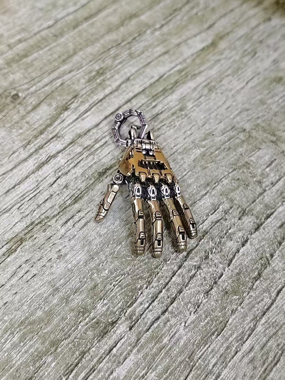 Men's Articulated Mechanical Skeleton Hand Necklace Pendant - With Gift Box