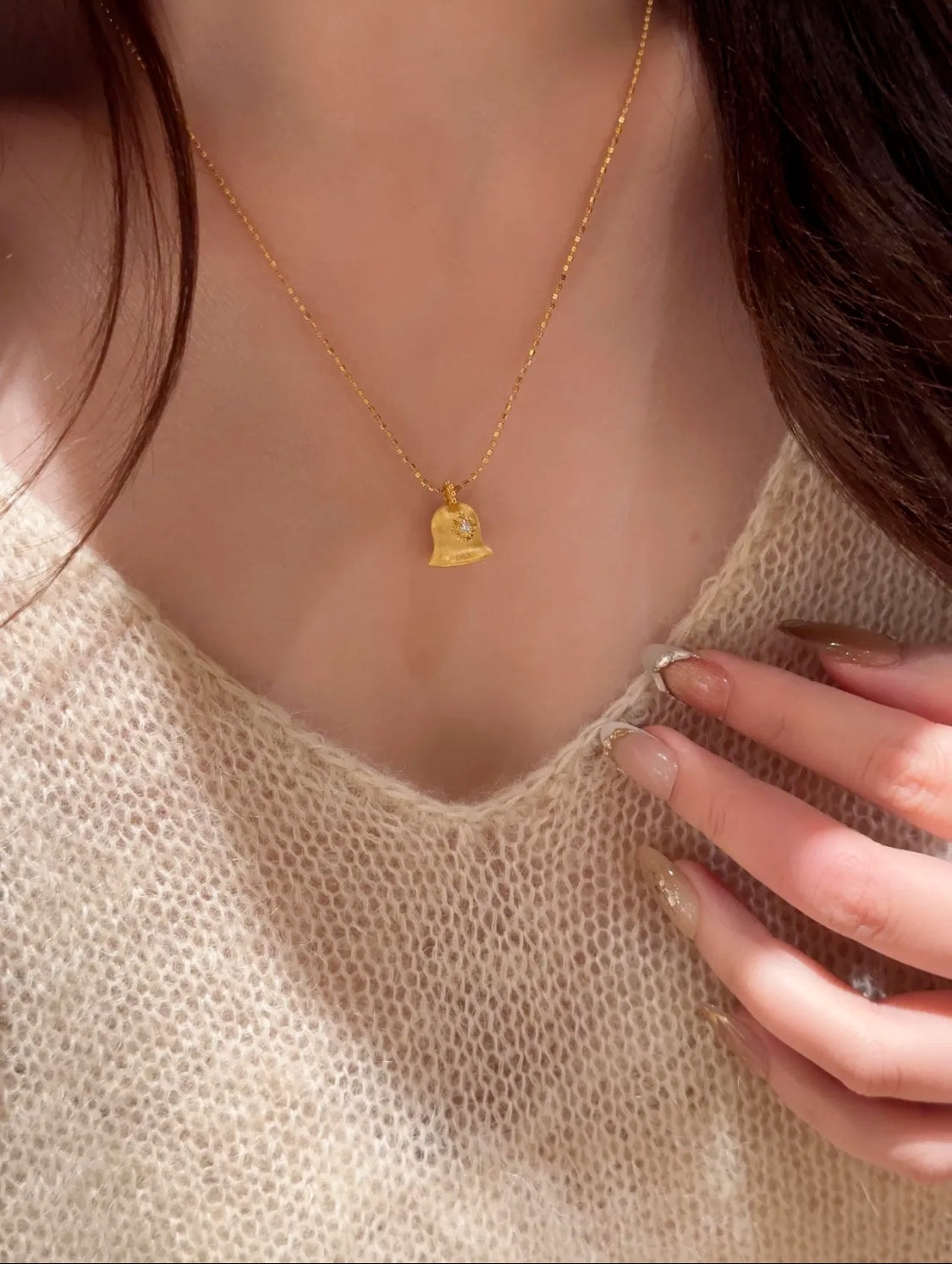 Wish Bell Pendant Necklace Lucky Charm Italian Craft  Women Jewelry