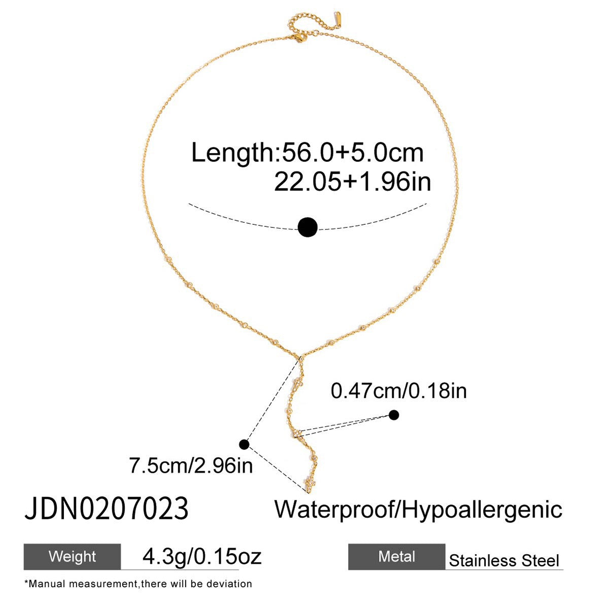 Y Lariat Necklace for Women - Dainty Layering Necklace Stainless Steel CZ Drop Pendant Delicate Minimalist Jewelry