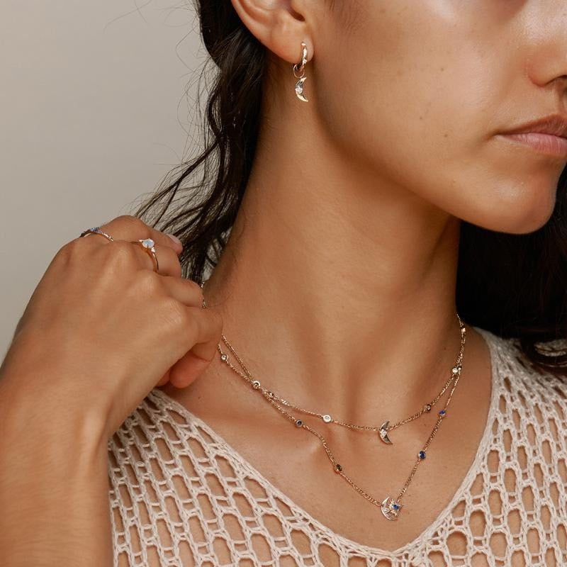 Celestial Moon and Star Necklace - 14K Gold Plated