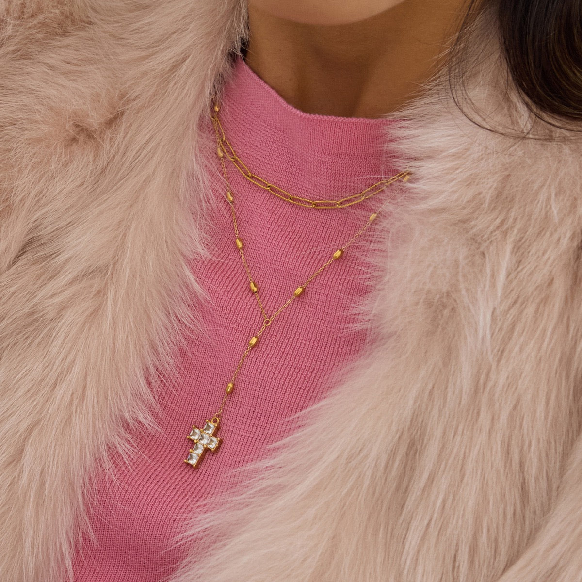 Y Lariat Necklace for Women - Dainty Layering Necklace Stainless Steel CZ Drop Pendant Delicate Minimalist Jewelry