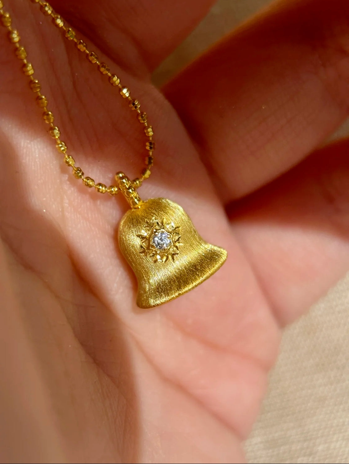 Wish Bell Pendant Necklace Lucky Charm Italian Craft  Women Jewelry