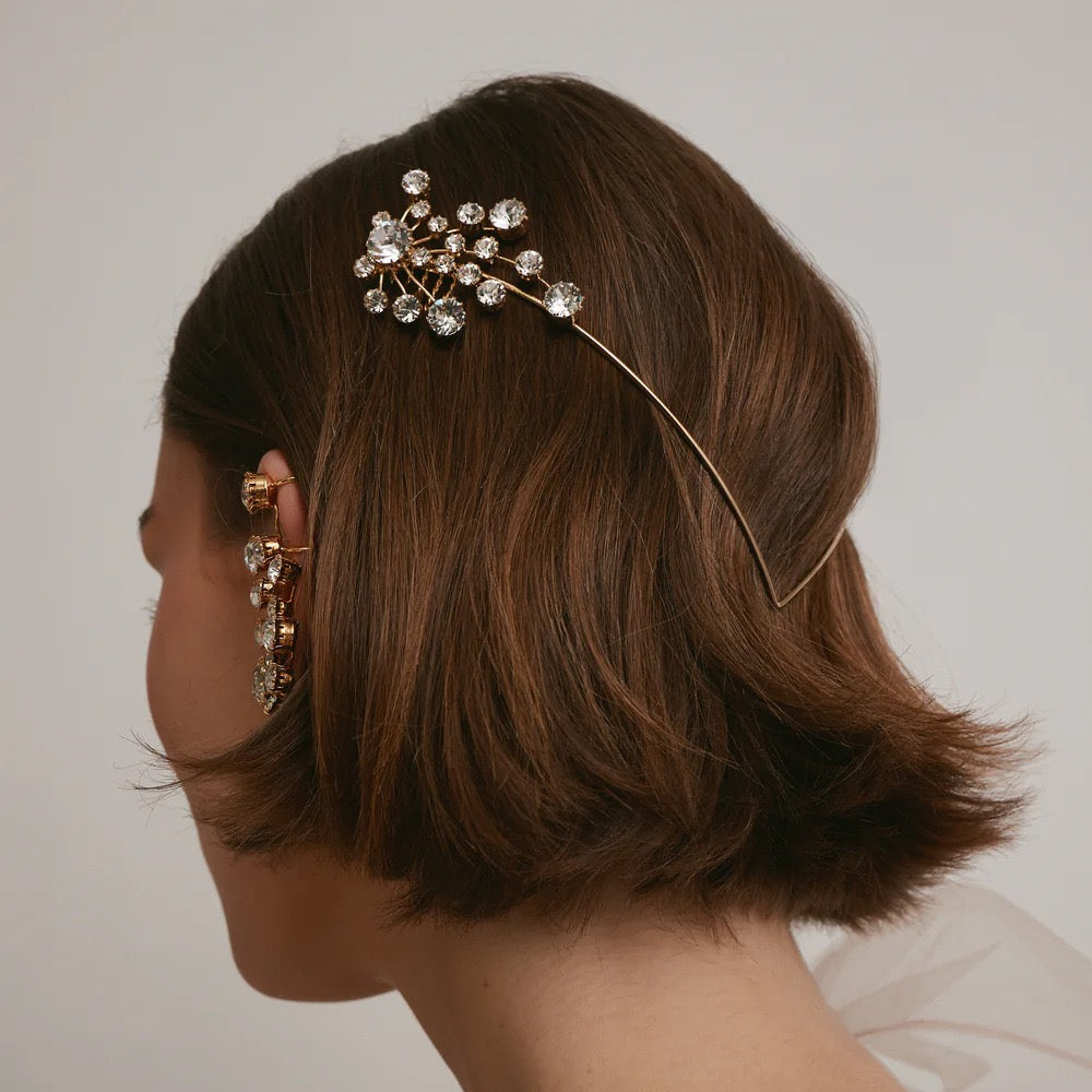 Crystal Zirconia Hair Pin - Geometric Metal Hair Accessory