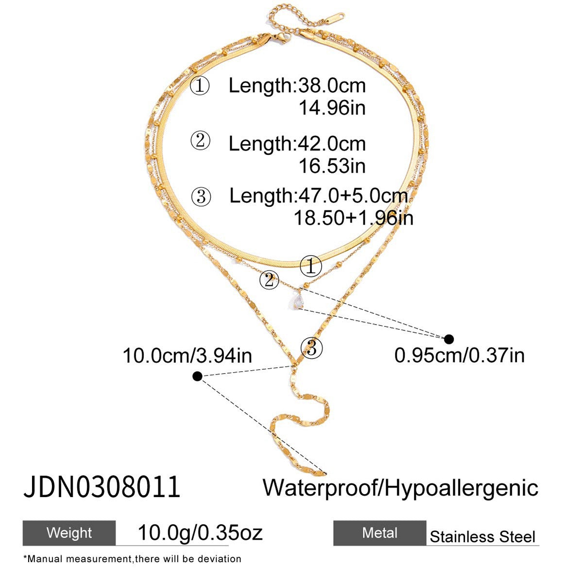 Y Lariat Necklace for Women - Dainty Layering Necklace Stainless Steel CZ Drop Pendant Delicate Minimalist Jewelry