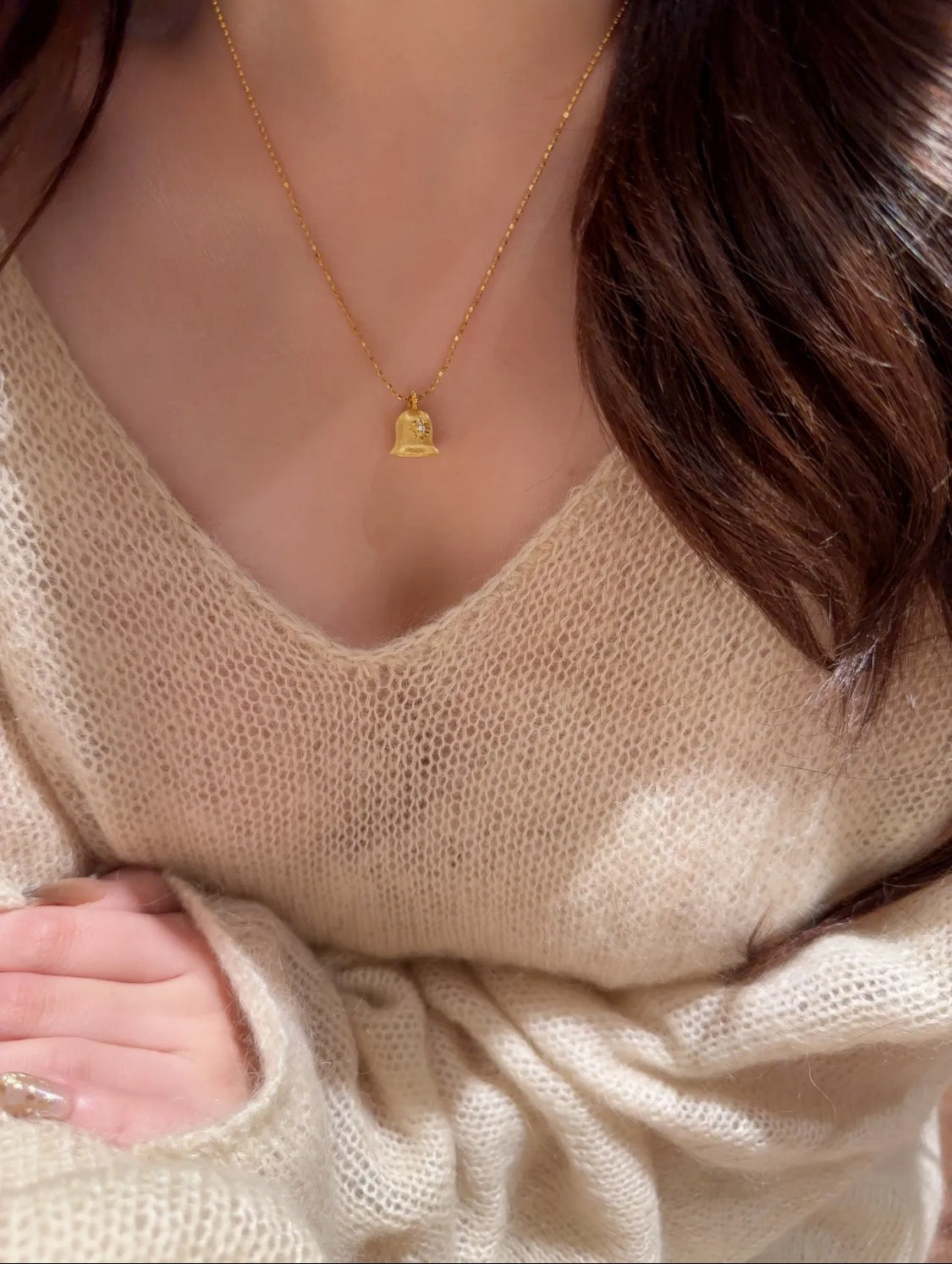 Wish Bell Pendant Necklace Lucky Charm Italian Craft  Women Jewelry