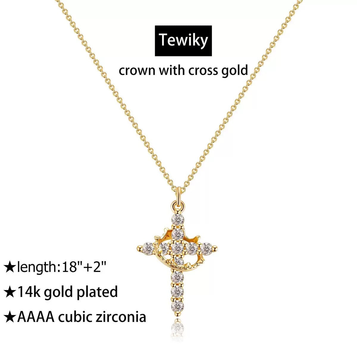 Rotating Crown Cross Zirconia Necklace - Faith Guardian