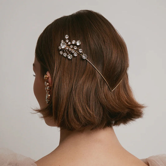 Crystal Zirconia Hair Pin - Geometric Metal Hair Accessory