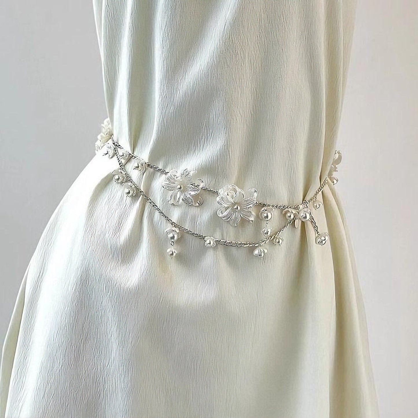 Silver Plated Flower Pearl Necklace Waist Chain Gift Box - Birthday Gift for Girlfriend Best Friend