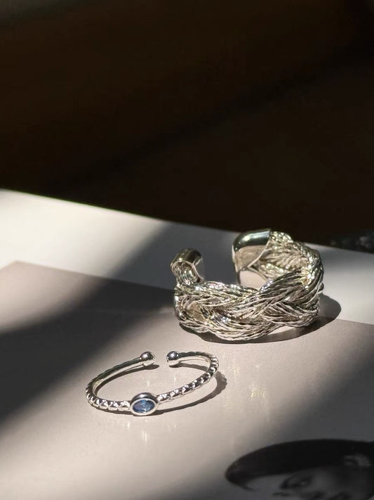 Twisted Rope Ring - Italian Crafted Adjustable Band in Gold & Silver