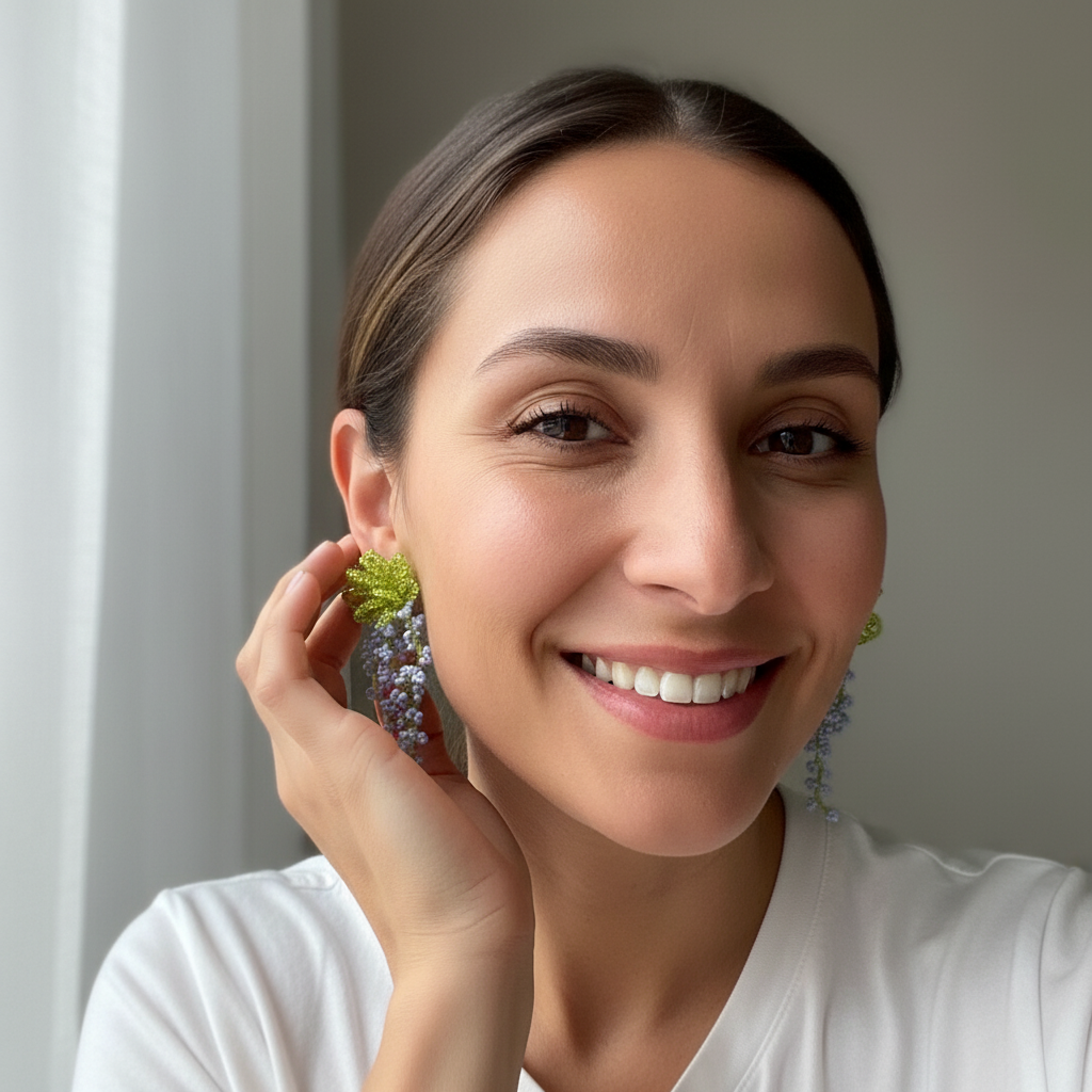 Handmade Beaded Flower Earrings