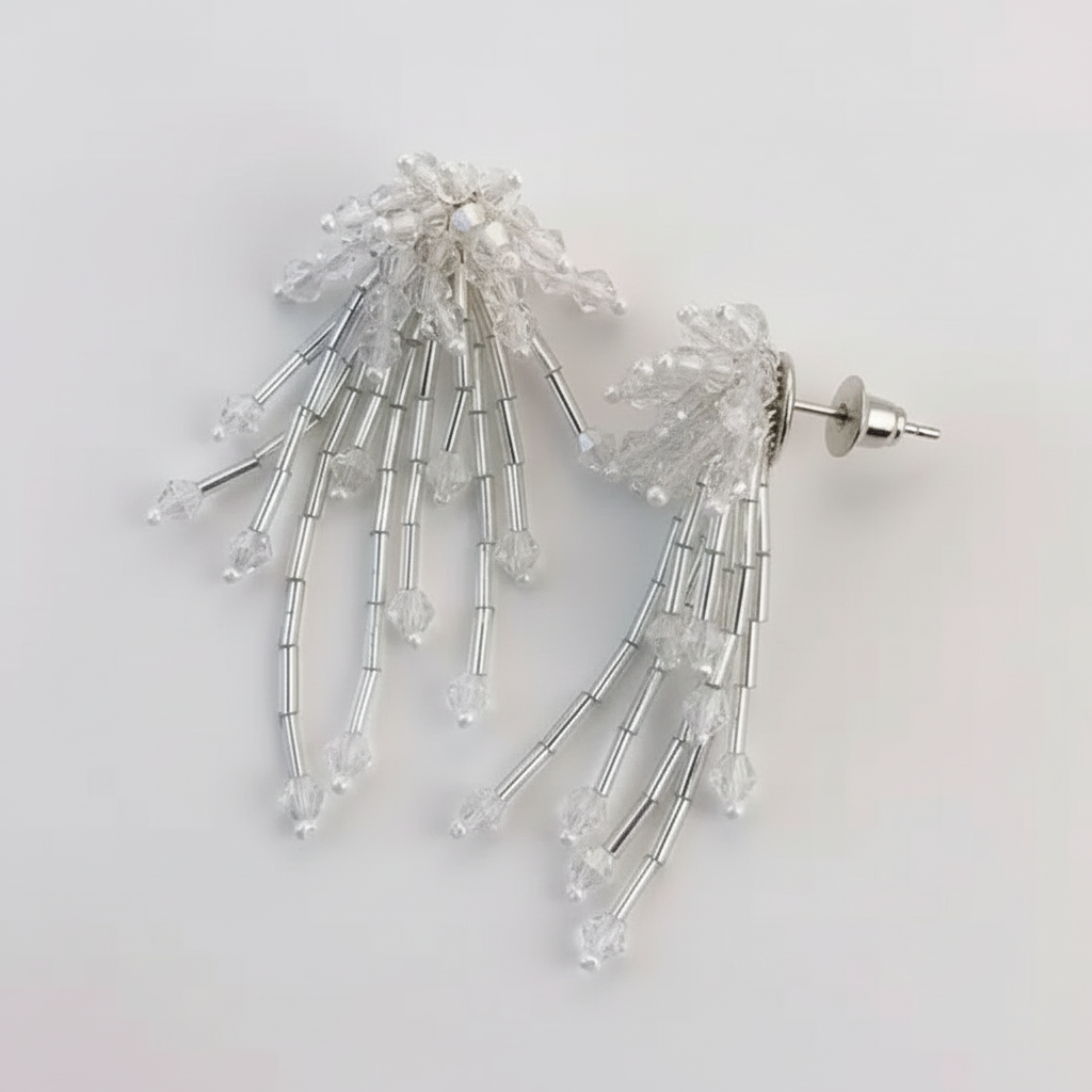 Handmade Firework Tassel Earrings - 925 Silver Posts