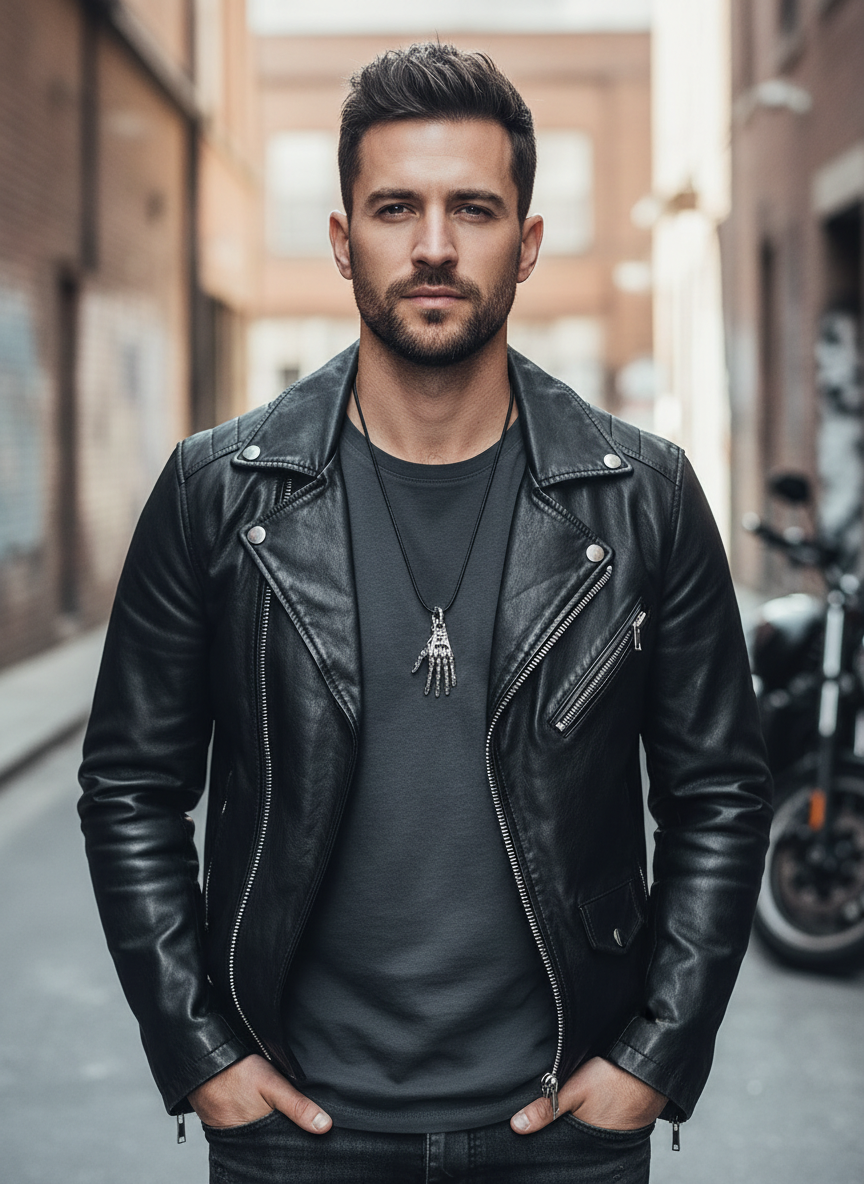 Men's Articulated Mechanical Skeleton Hand Necklace Pendant - With Gift Box