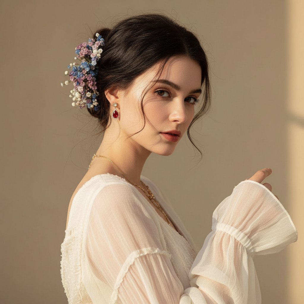 Dried Flower Hair Claw Clip - Romantic Floral Hair Accessory