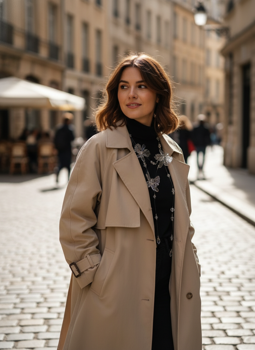 Crystal Flower Angel Necklace Statement Jewelry for Women - Transparent Cascading Beads Wedding Bridal Choker