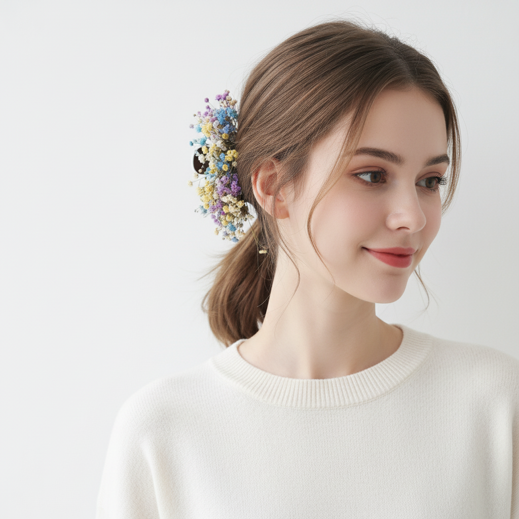 Dried Flower Hair Claw Clip - Romantic Floral Hair Accessory