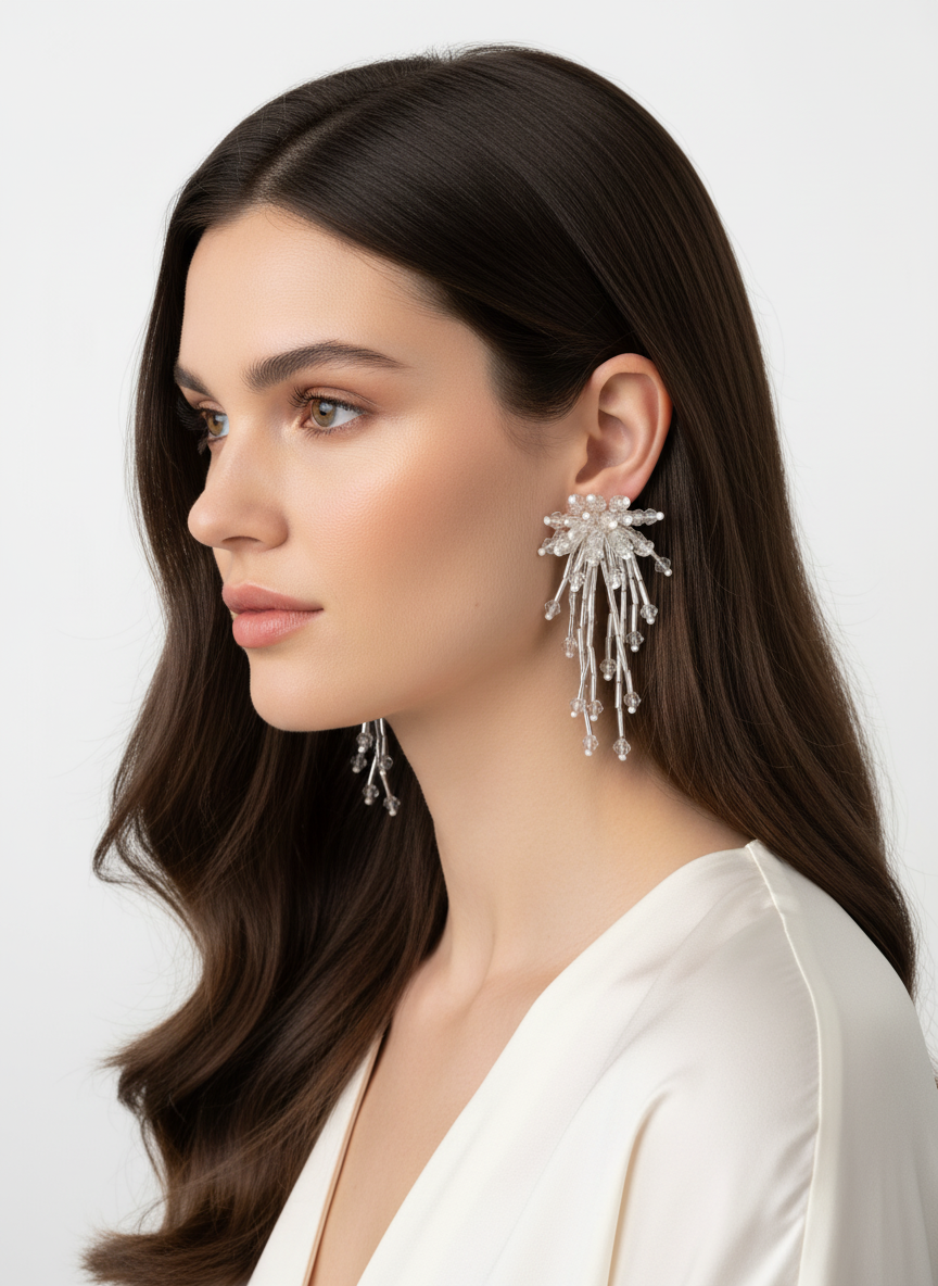Handmade Firework Tassel Earrings - 925 Silver Posts