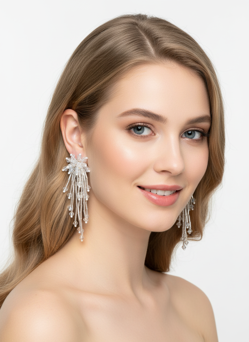 Handmade Firework Tassel Earrings - 925 Silver Posts