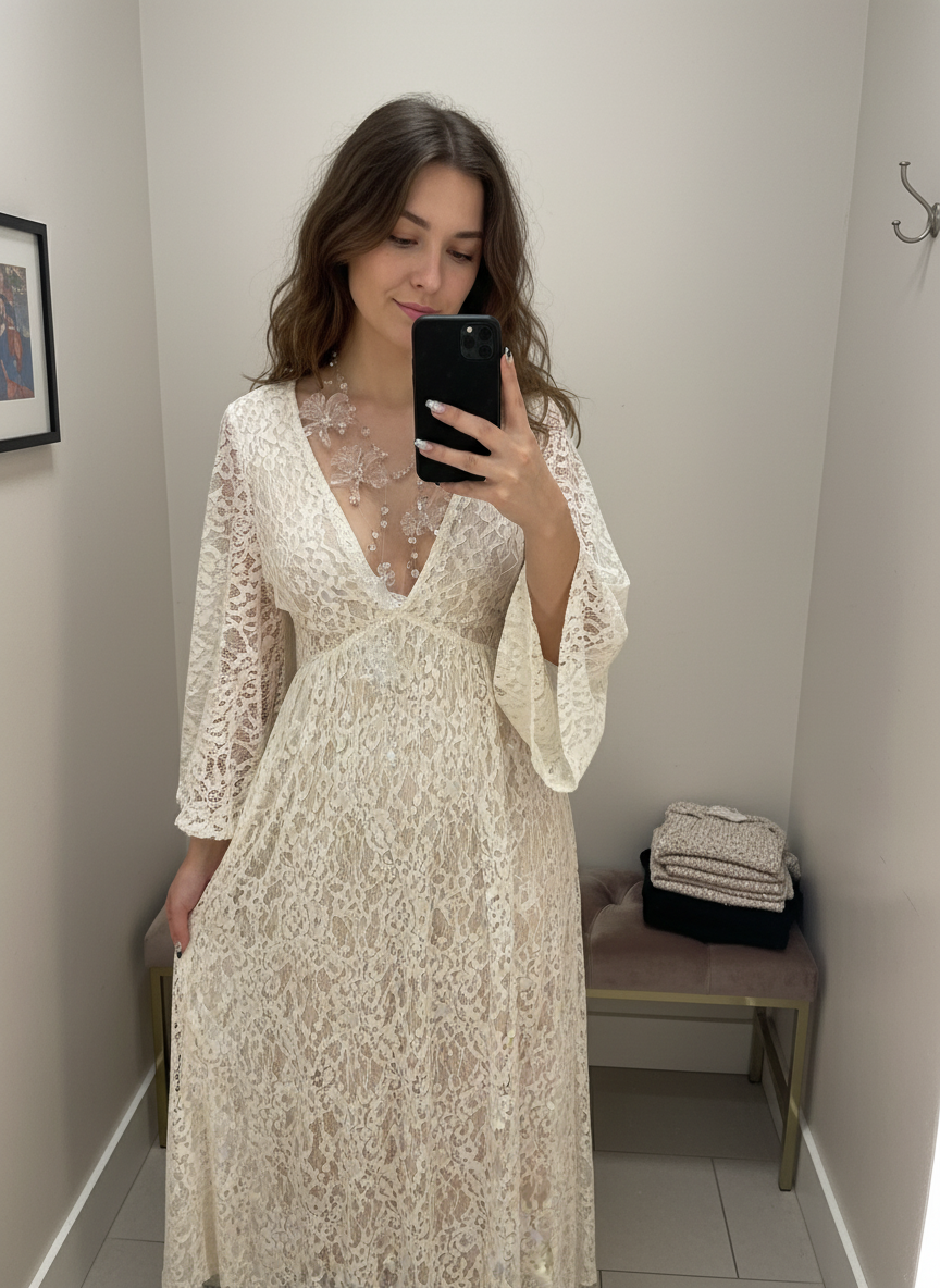 Crystal Flower Angel Necklace Statement Jewelry for Women - Transparent Cascading Beads Wedding Bridal Choker