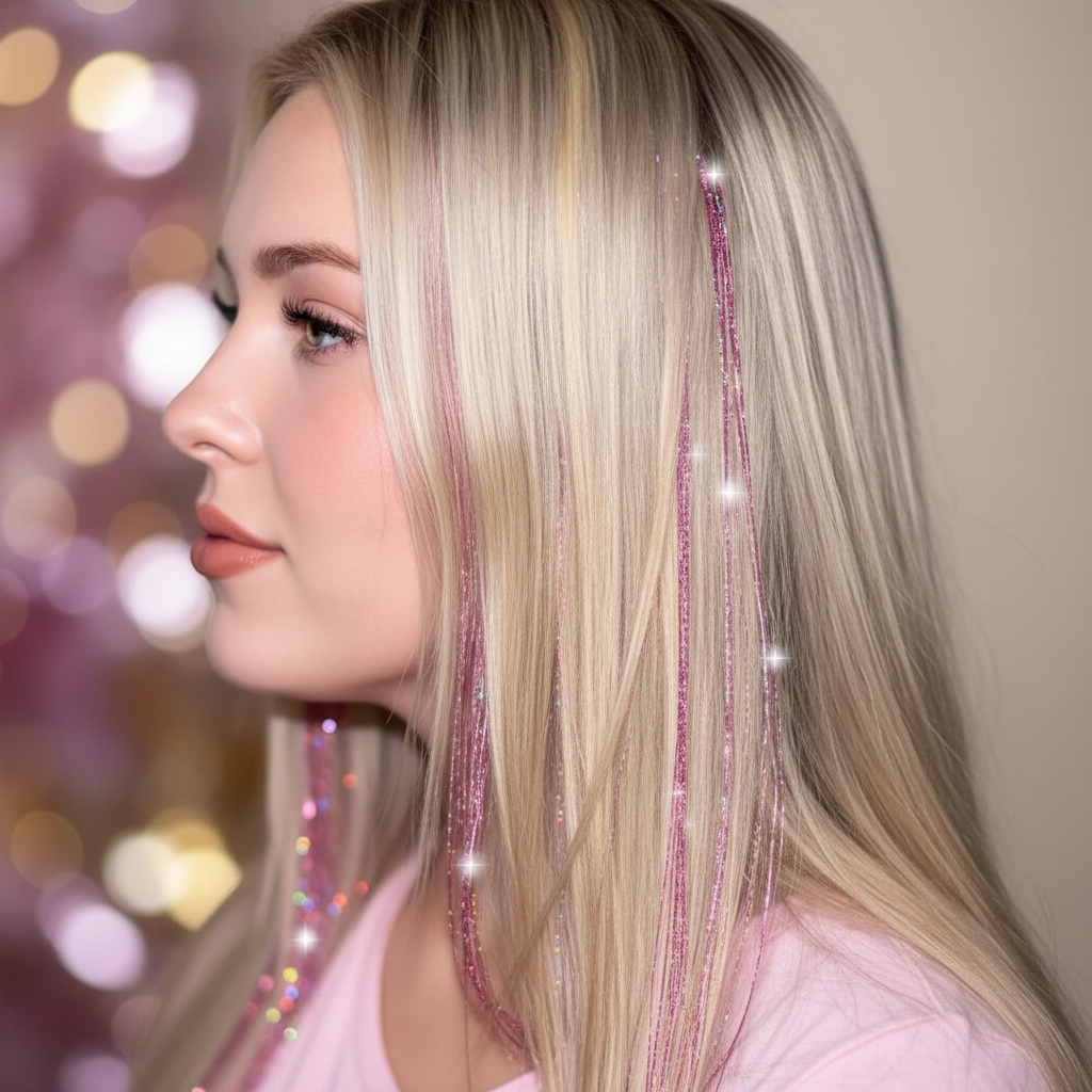 Holographic Glitter Hair Tinsel - Multiple Colors Available (12-Pack)