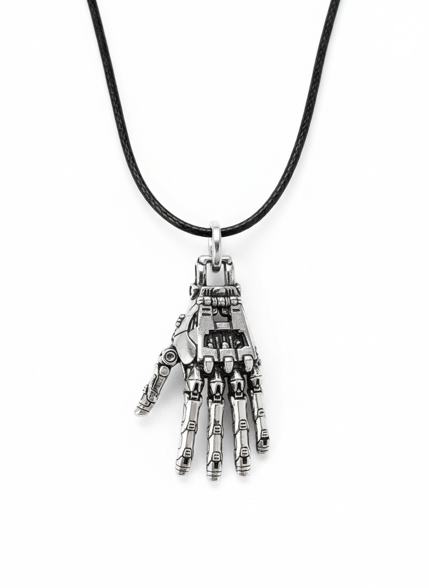 Men's Articulated Mechanical Skeleton Hand Necklace Pendant - With Gift Box