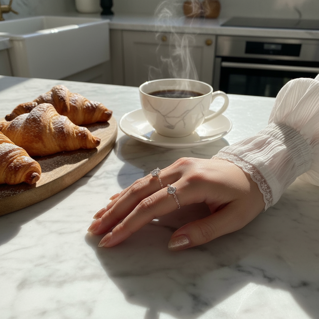 💎 Adjustable Moissanite Chain Ring | Round/Oval Cut Ring