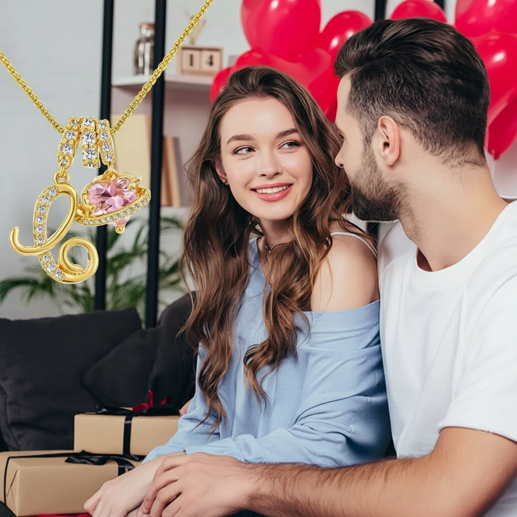 Gold Initial Letter Necklace for Women with Gift Box - 26 Letters Available Crystal Flower Pendant Personalized Jewelry Birthday Gifts