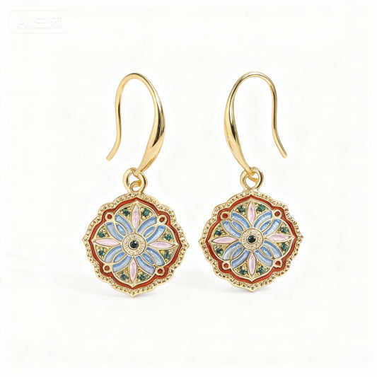 Monet Garden Enamel Earrings 925 Sterling Silver Hypoallergenic Vintage Boho Jewelry Gift